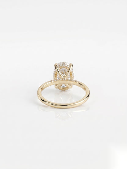 3 CT Oval Hidden Halo & Dainty Pave Moissanite Engagement Ring