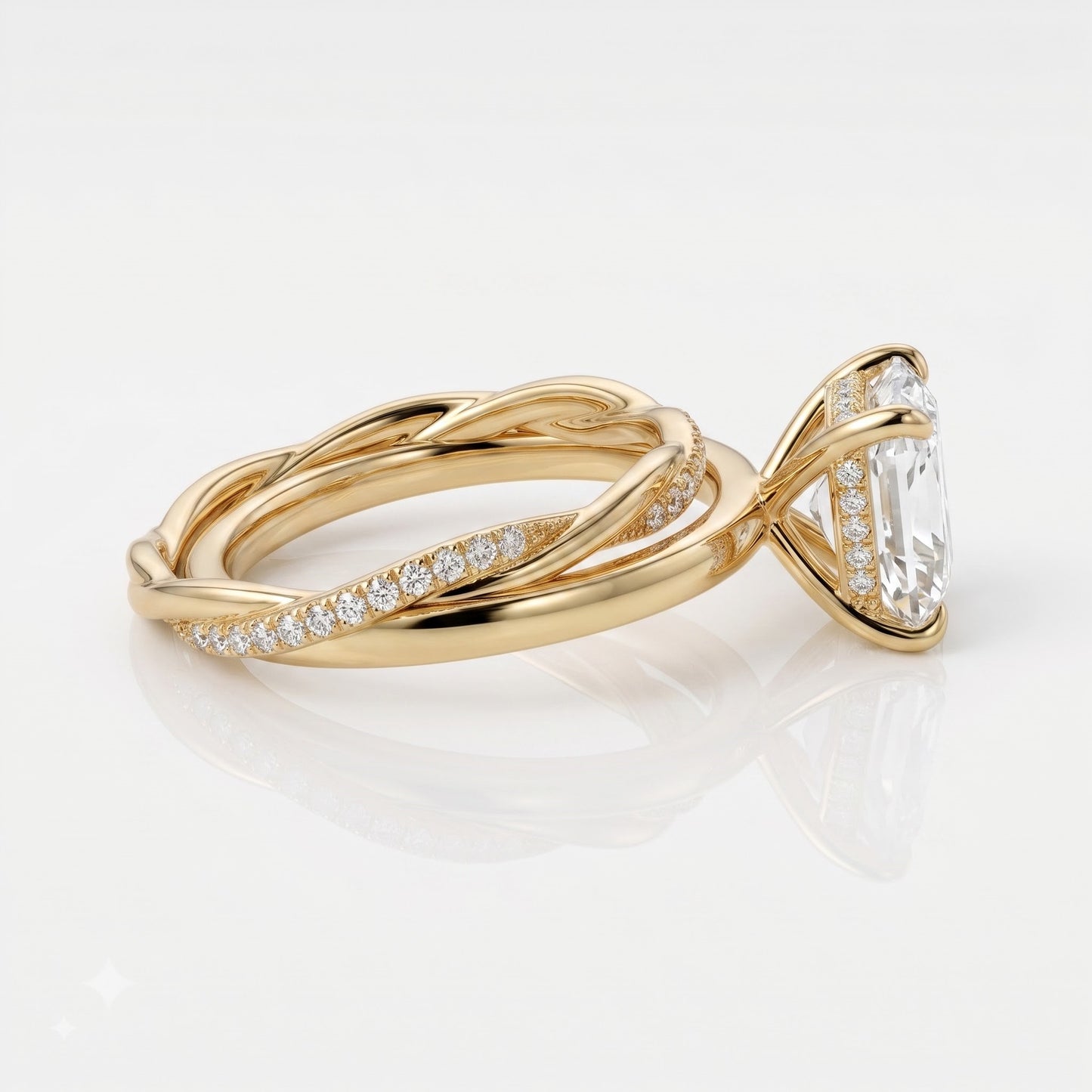 2 CT Radiant Solitaire Moissanite Bridal Set
