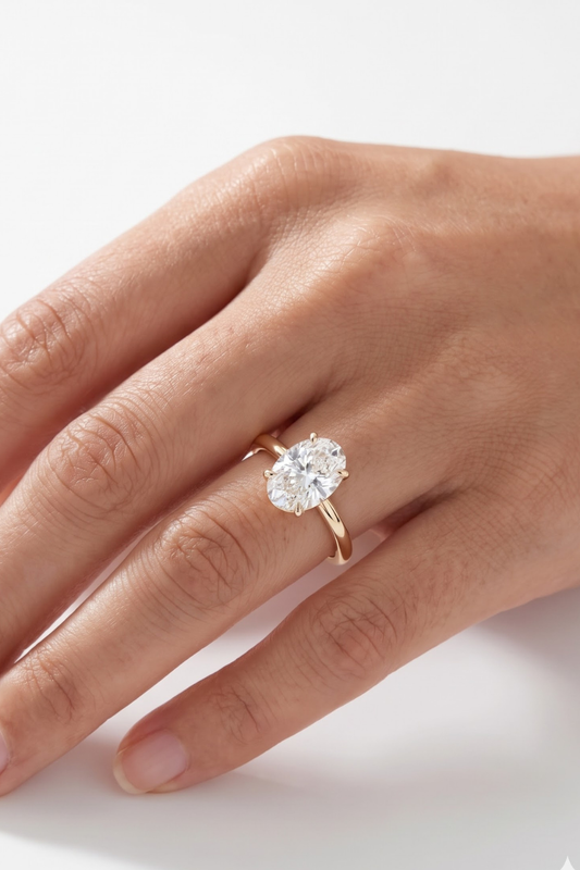 2 CT Oval Solitaire Moissanite Engagement Ring