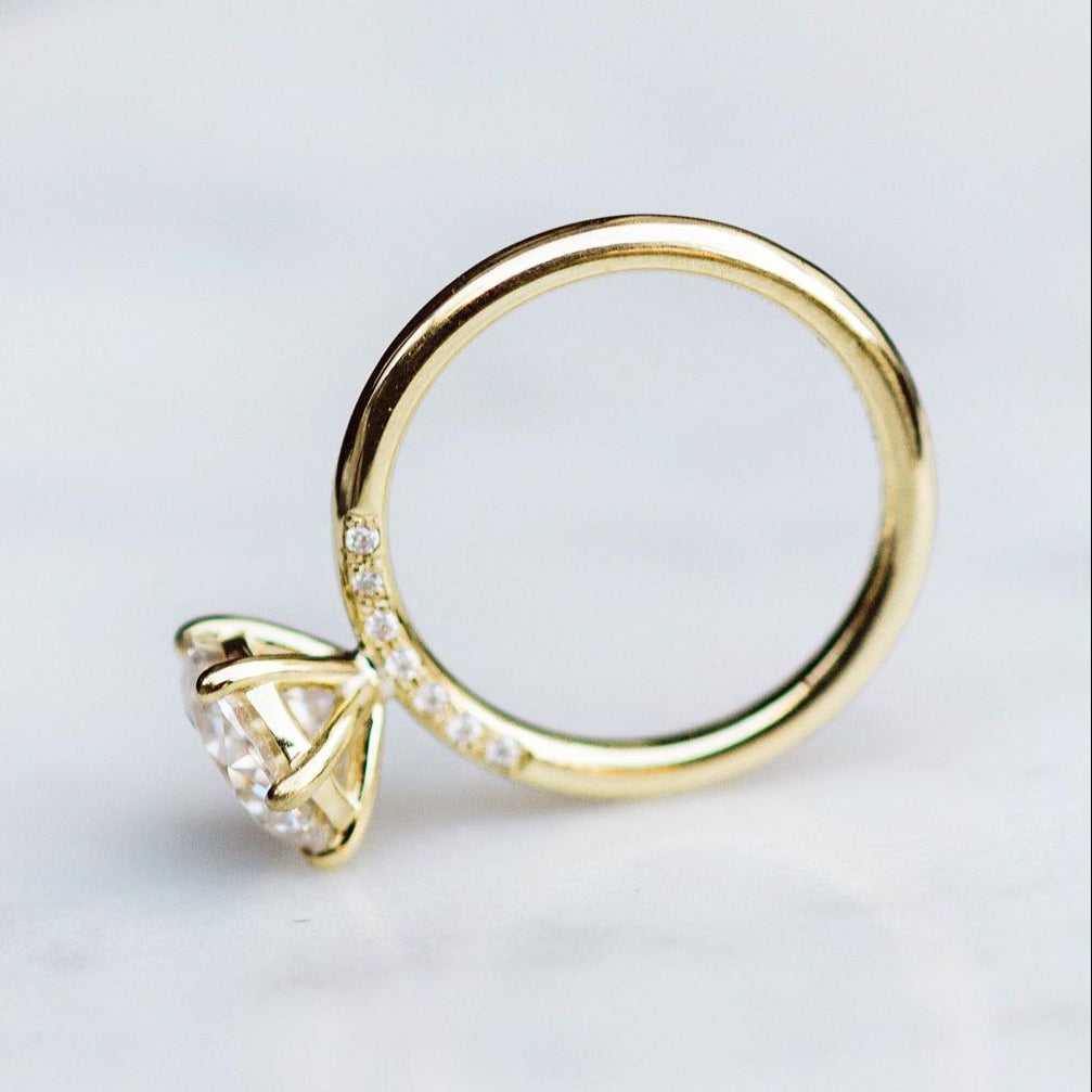 2.1 CT Round Dainty Pave Moissanite Engagement Ring