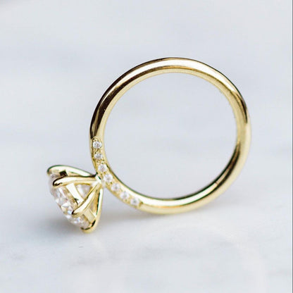 2.1 CT Round Dainty Pave Moissanite Engagement Ring