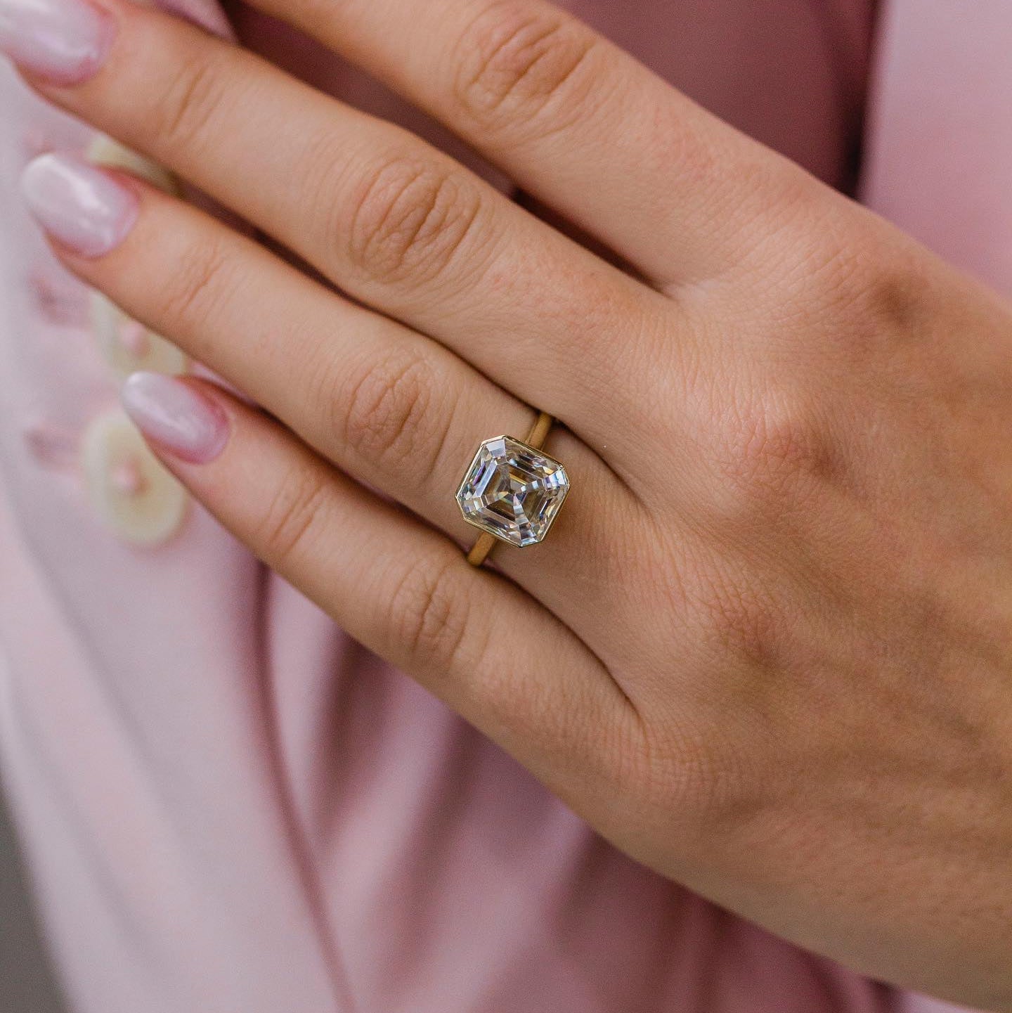 4 CT Asscher Solitaire Moissanite Engagement Ring
