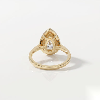 3 CT Pear Halo & Pave Moissanite Engagement Ring