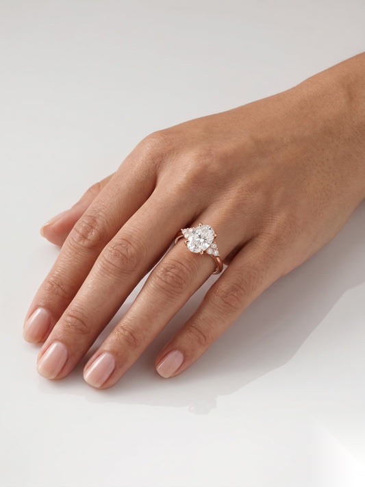 1.5 CT Oval Cluster Moissanite Engagement Ring