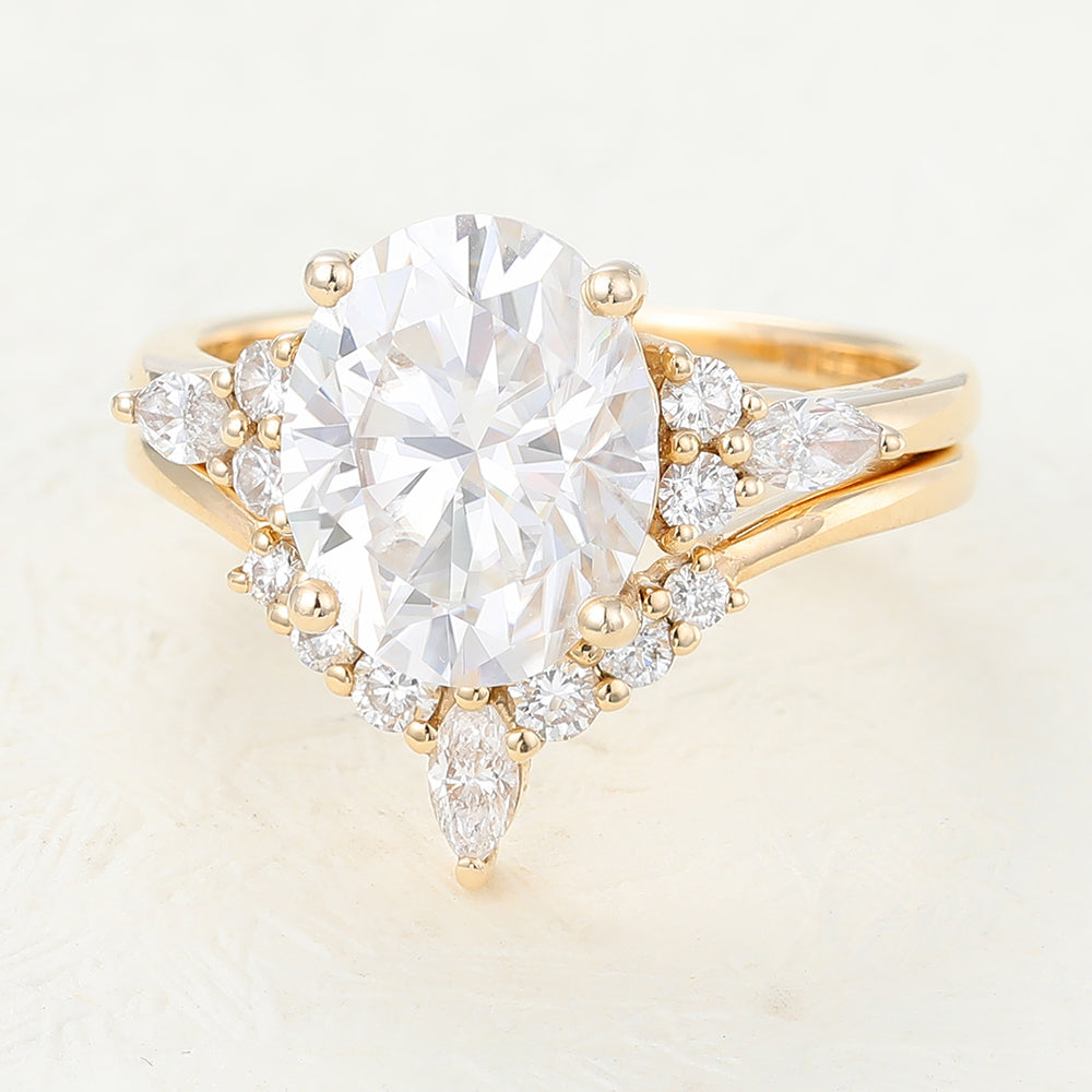 3 CT Oval Cluster Moissanite Bridal Set