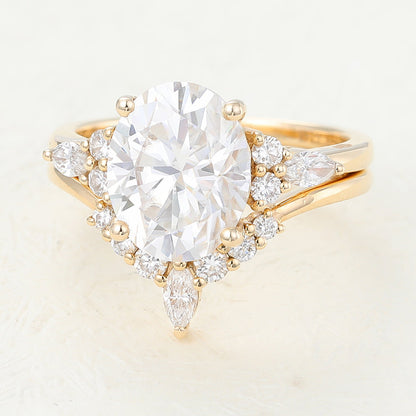 3 CT Oval Cluster Moissanite Bridal Set