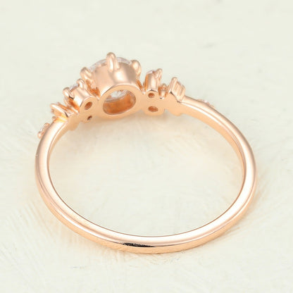 0.41 CT Round Shaped Moissanite Engagement Ring In Cluster Design