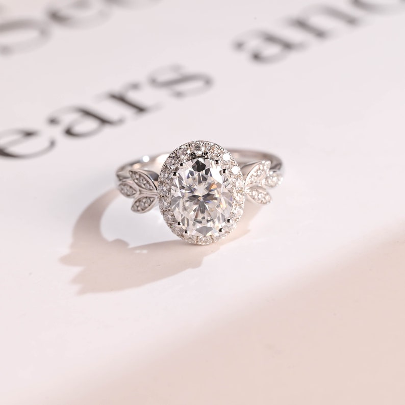 2.0 CT Oval Cluster Moissanite Engagement Ring