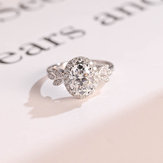 2.0 CT Oval Cluster Moissanite Engagement Ring