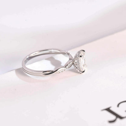 2.0 CT Emerald Twisted Pave Moissanite Engagement Ring