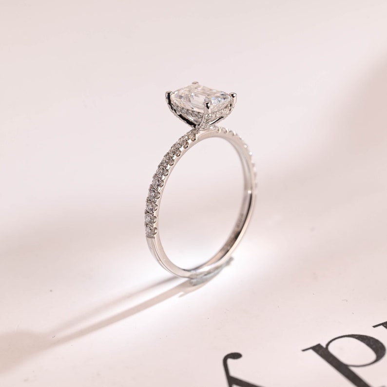 2.0 CT Emerald Pave Moissanite Engagement Ring