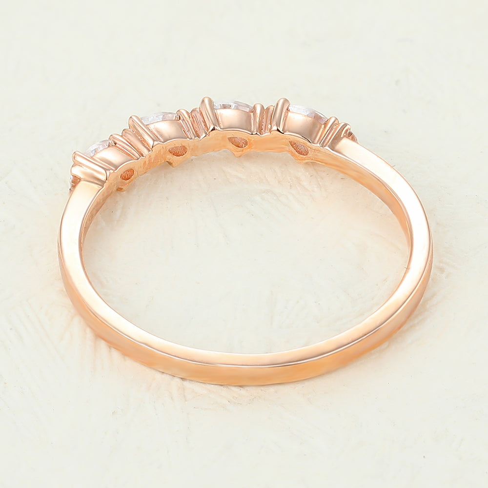 0.33 TCW Pear & Round Half Eternity Moissanite Wedding Band