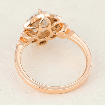 1.33 CT Oval Shaped Moissanite Engagement Ring In Cluster Design