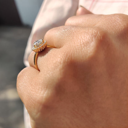 1.51 CT Pear Halo Moissanite Engagement Ring