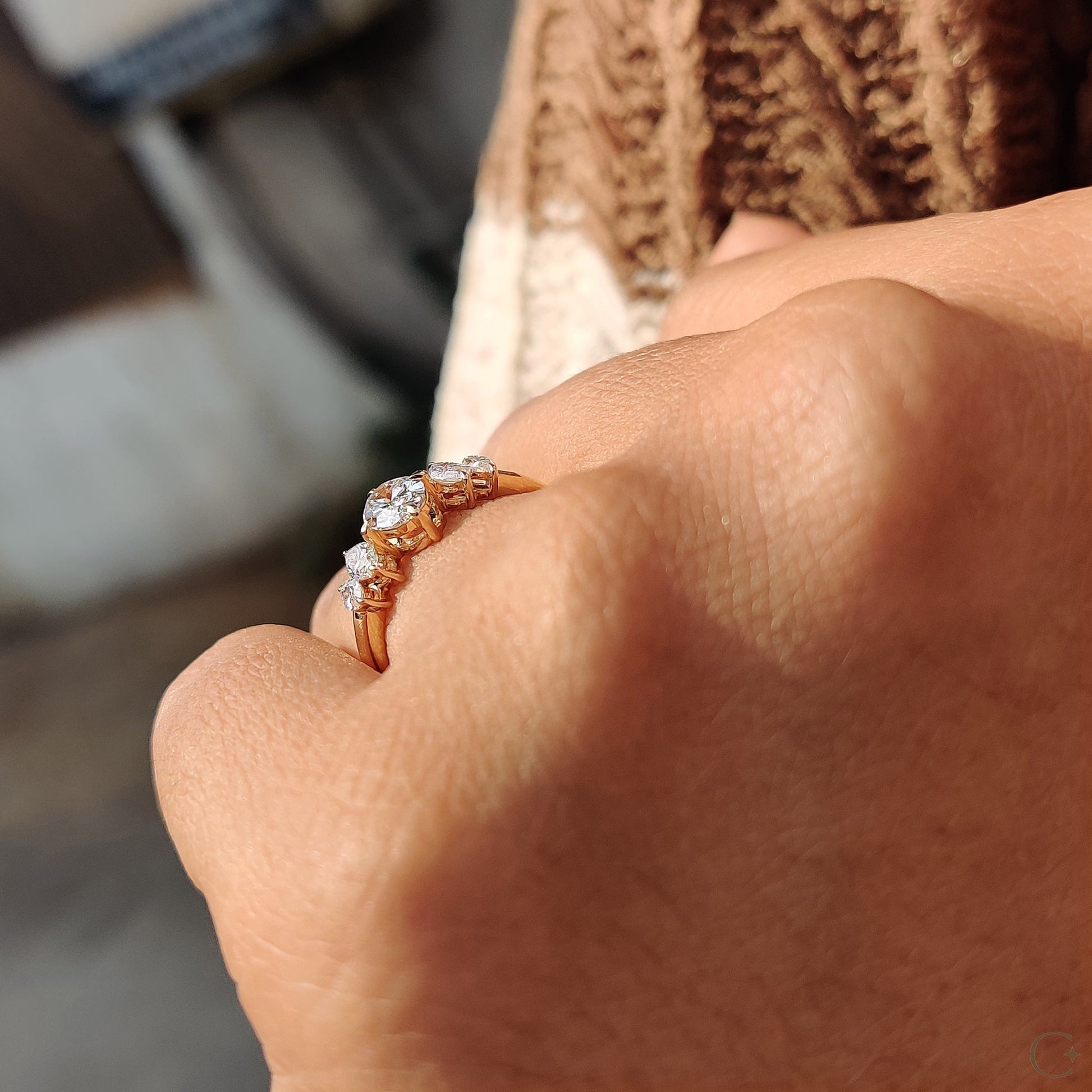 0.50 CT Oval Cluster Moissanite Engagement Ring