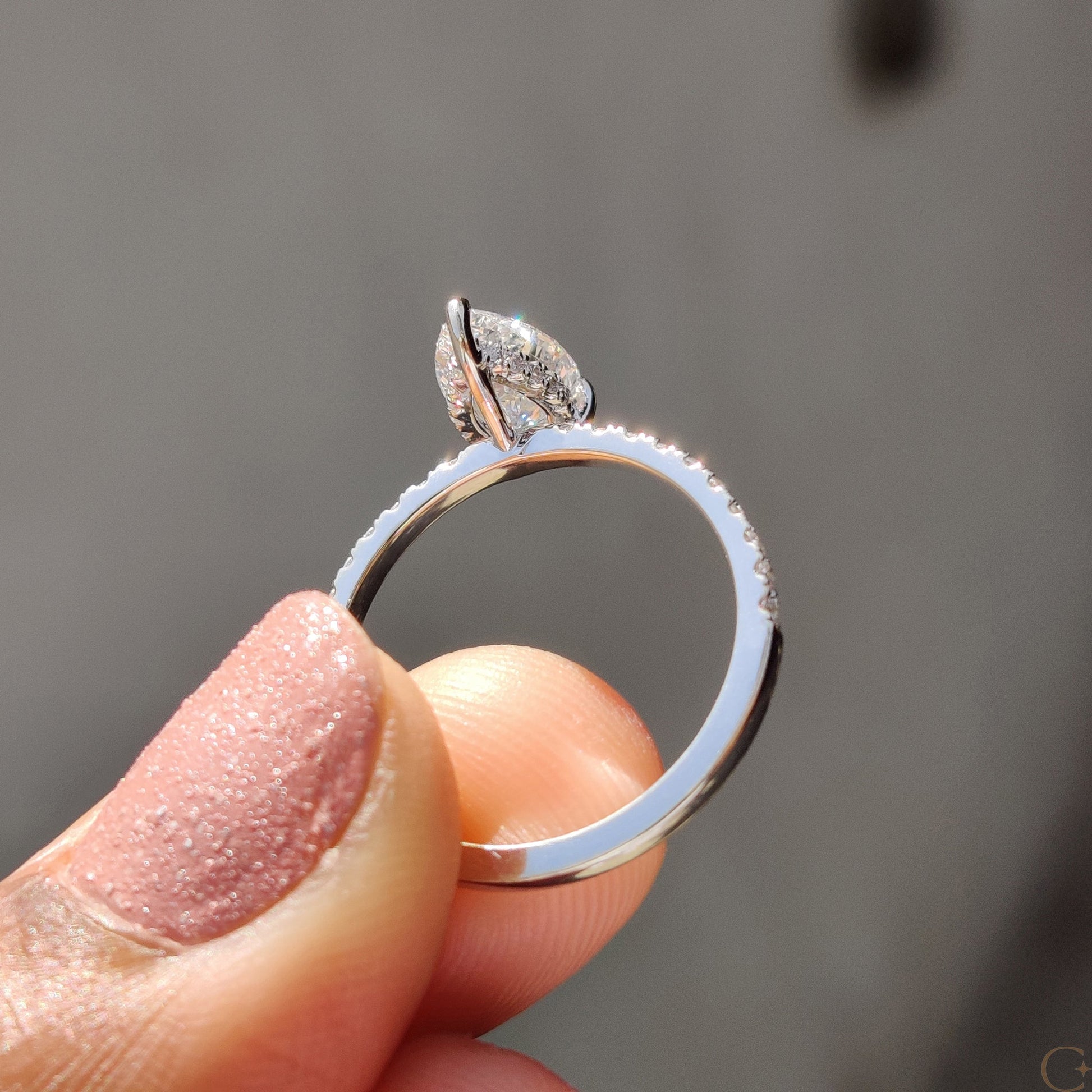1 CT Pear Pave Moissanite Engagement Ring
