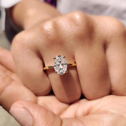 2.50 CT Oval Hidden Halo Moissanite Engagement Ring