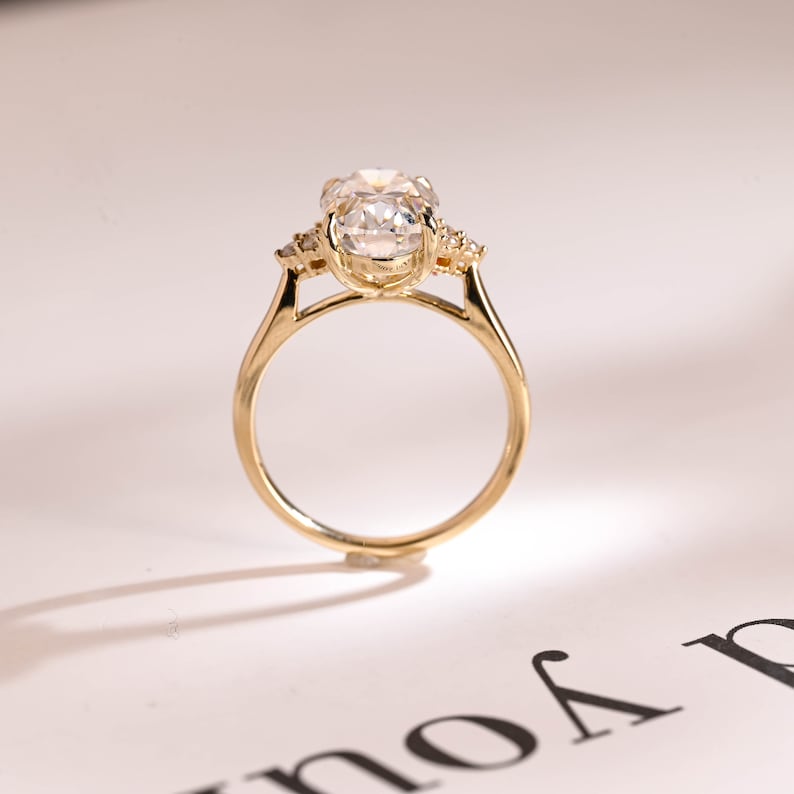 2.0 CT Oval Cluster Moissanite Engagement Ring