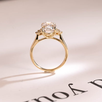 2.0 CT Oval Cluster Moissanite Engagement Ring