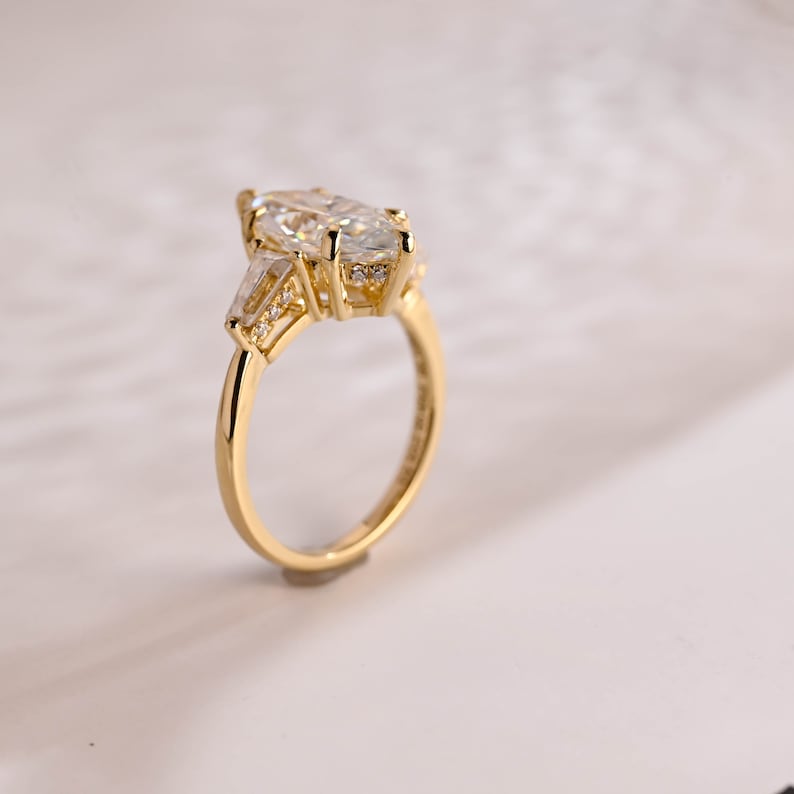 2.0 CT Marquise Three Stone Moissanite Engagement Ring