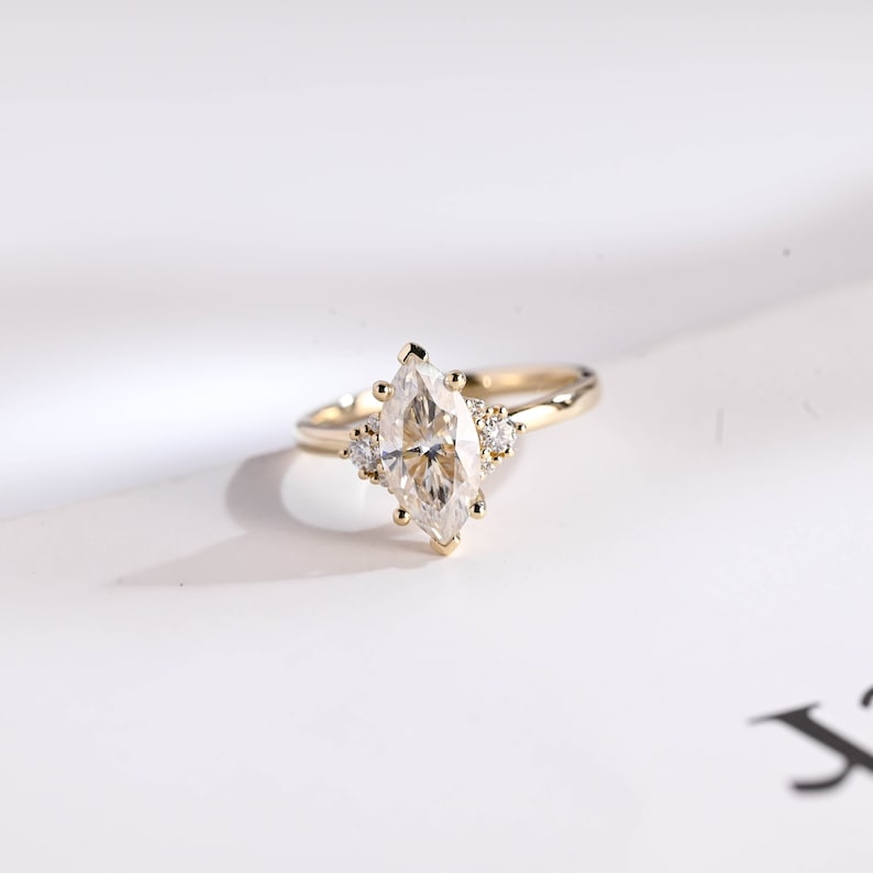 2.0 CT Marquise Three Stone Moissanite Engagement Ring