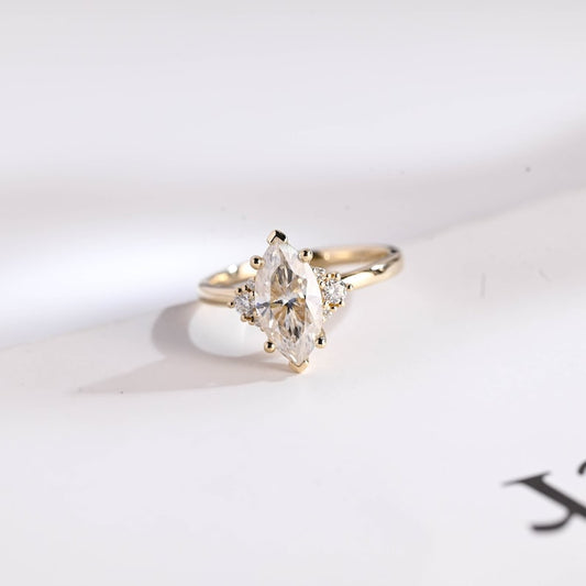 2.0 CT Marquise Three Stone Moissanite Engagement Ring