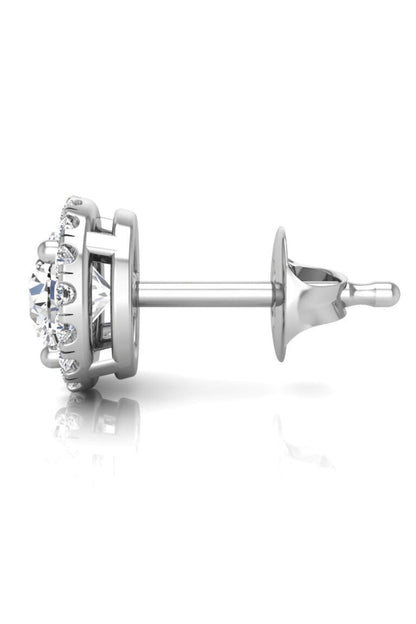 1.10 TCW Round Cut Halo Stud Moissanite Earrings