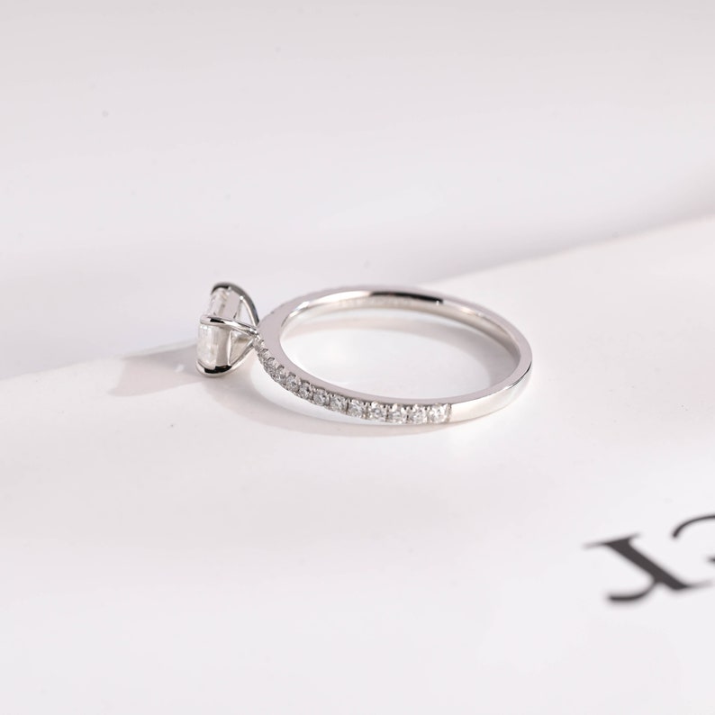 1.5 CT East West Emerald Pave Moissanite Engagement Ring