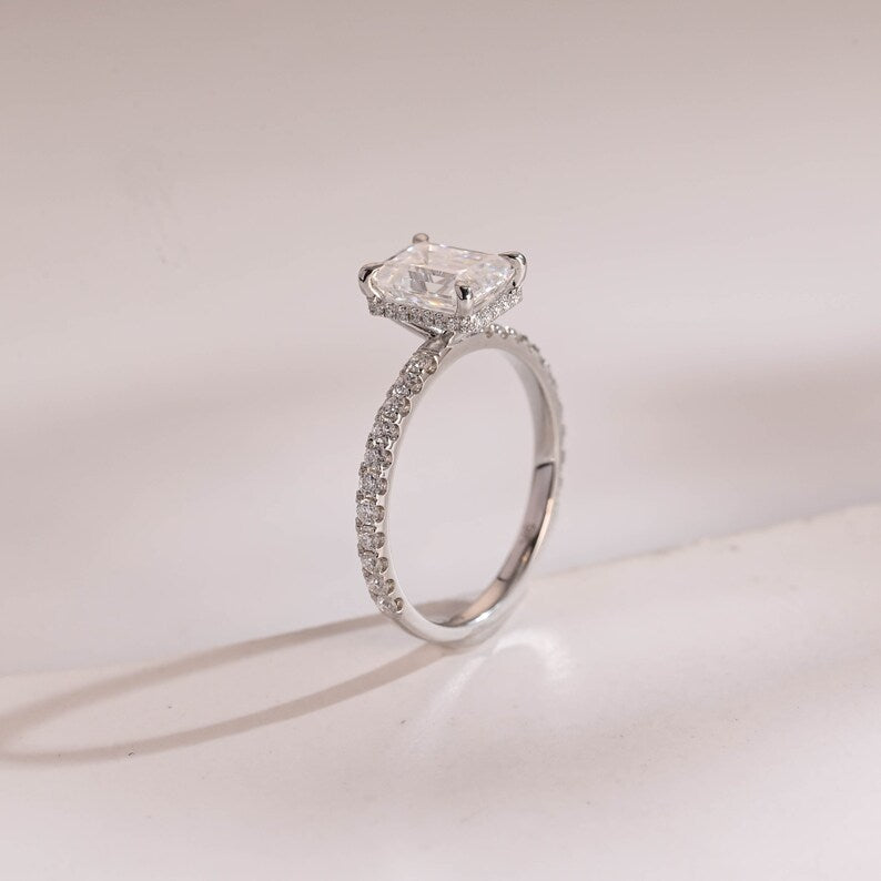 2.0 CT Emerald Pave Moissanite Engagement Ring