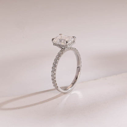 2.0 CT Emerald Pave Moissanite Engagement Ring