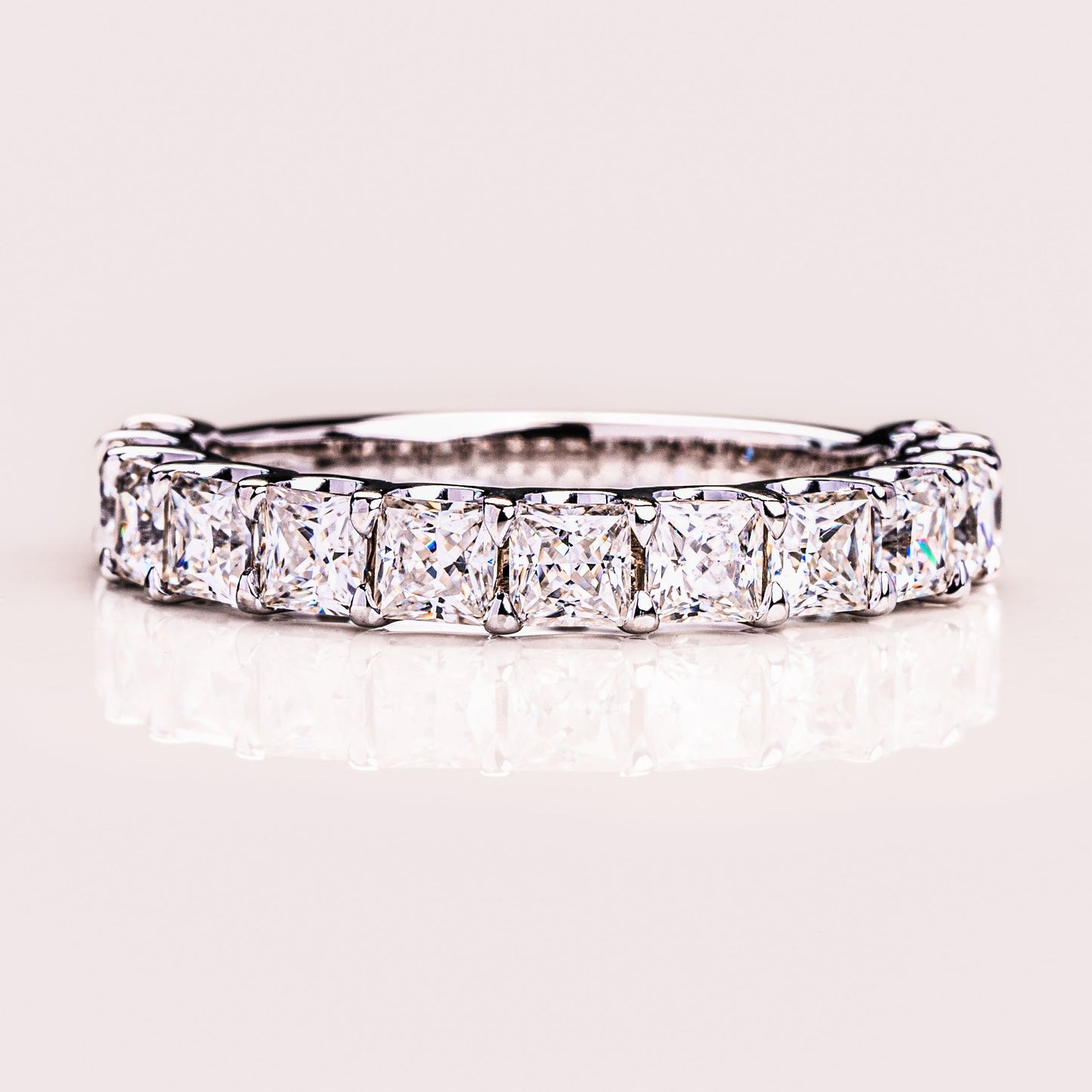 2.8 TCW Princess Half Eternity Moissanite Wedding Band
