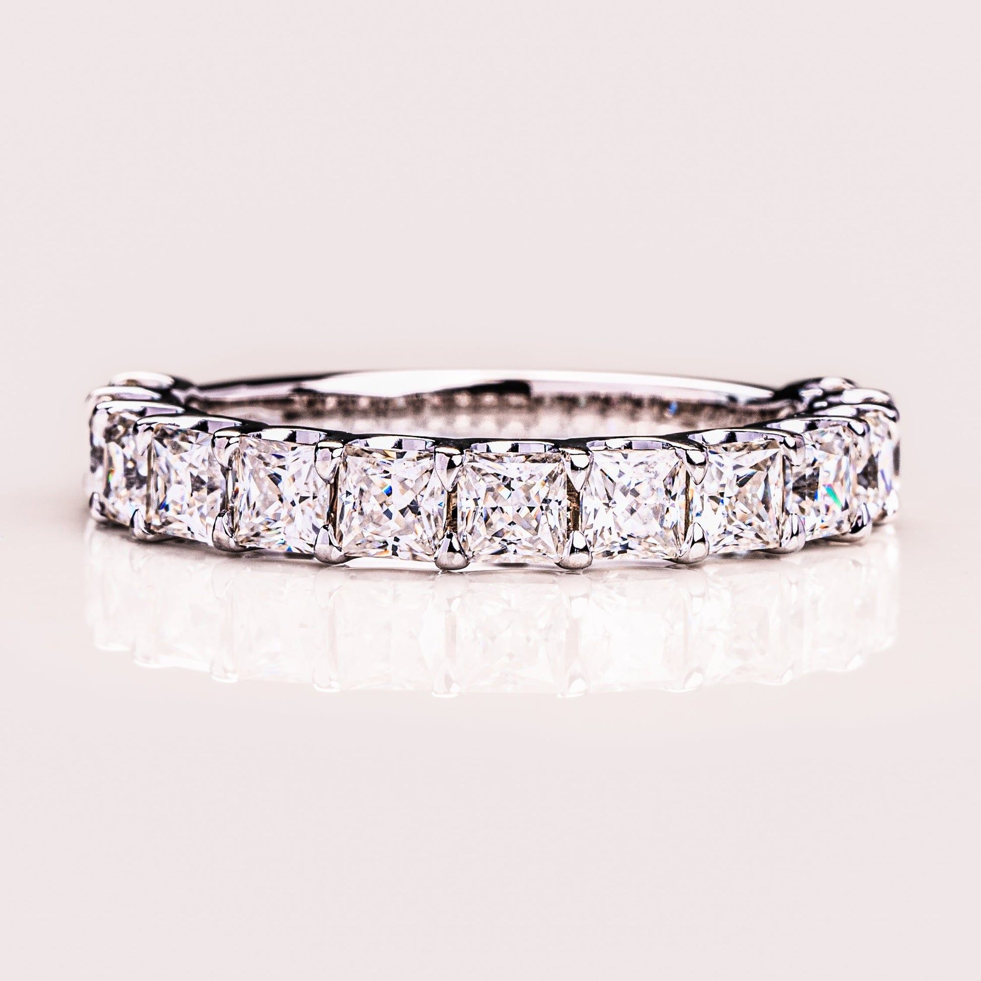 2.8 TCW Princess Half Eternity Moissanite Wedding Band