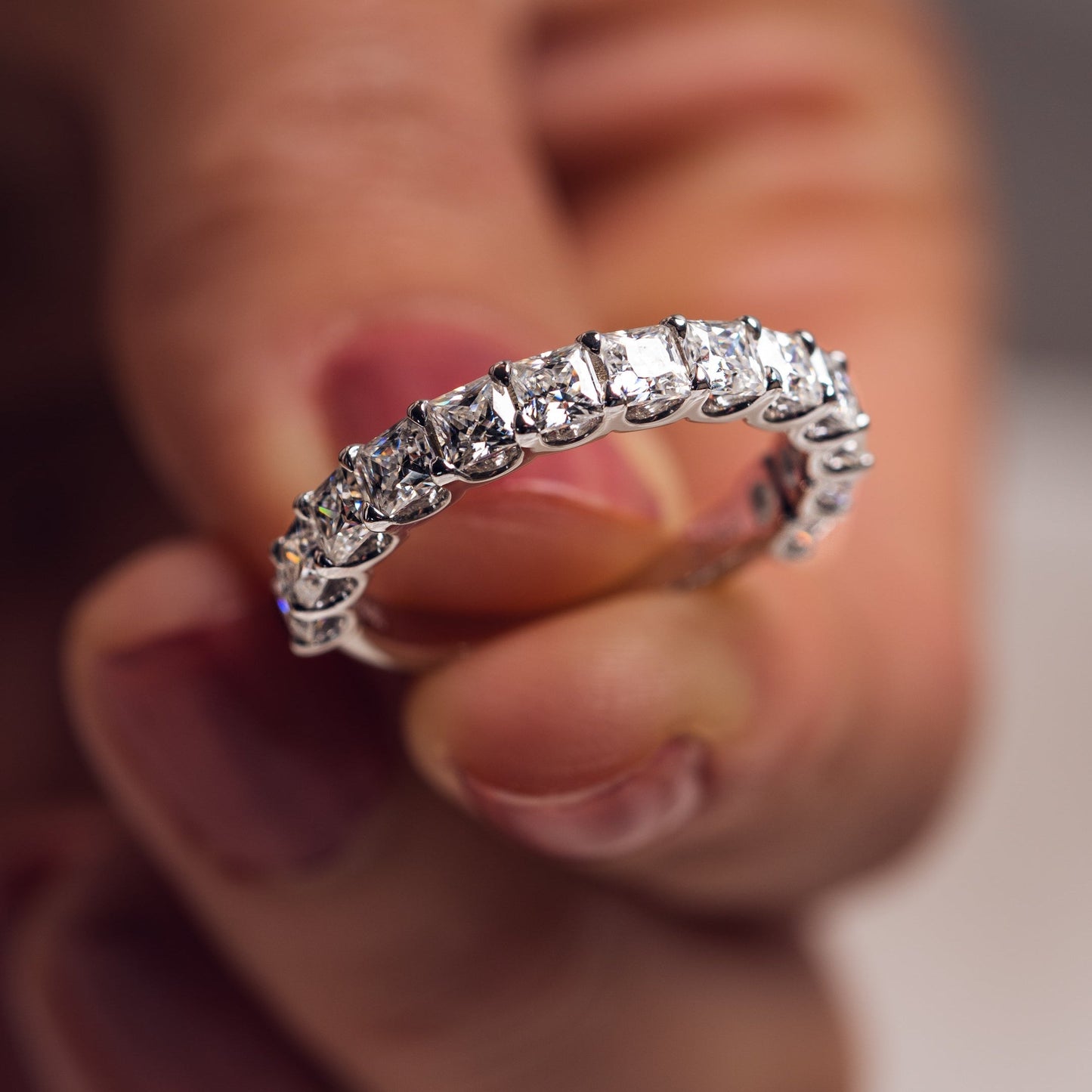 2.8 TCW Princess Half Eternity Moissanite Wedding Band
