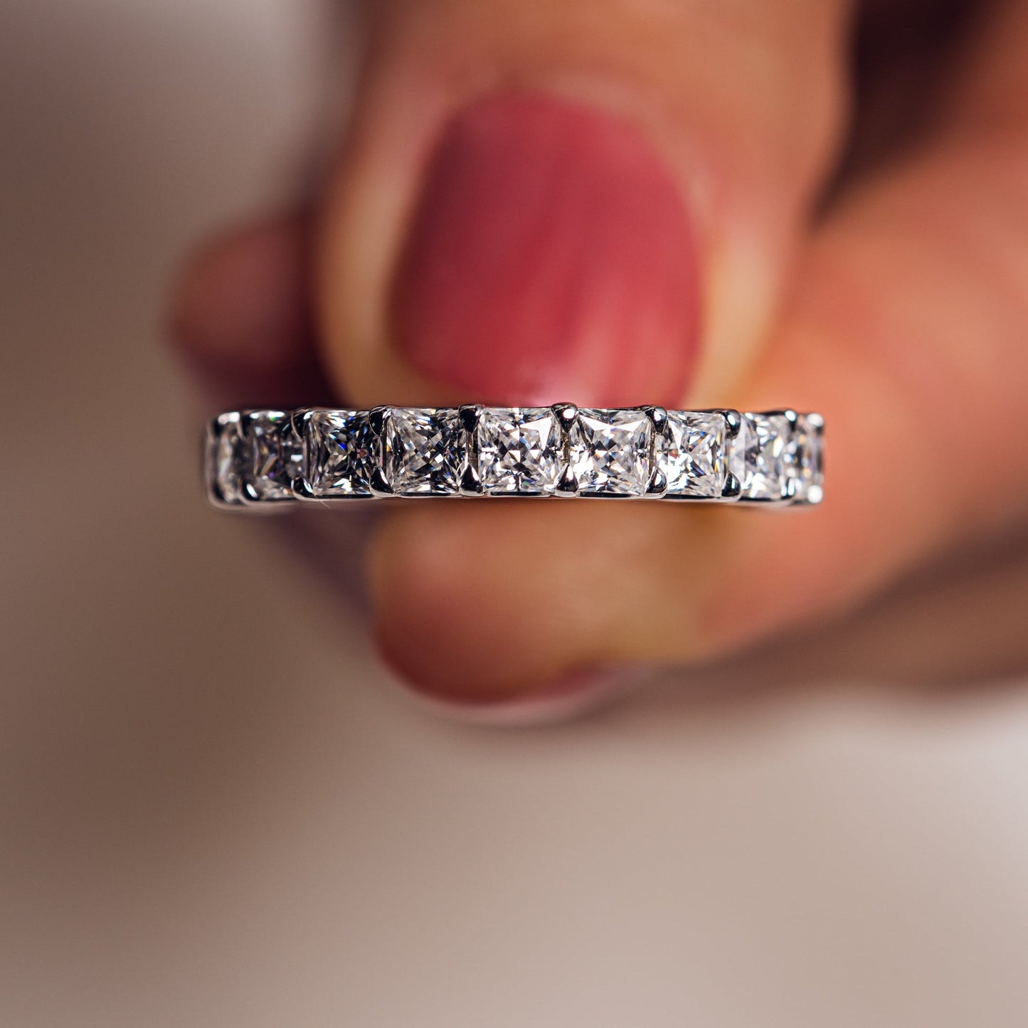 2.8 TCW Princess Half Eternity Moissanite Wedding Band