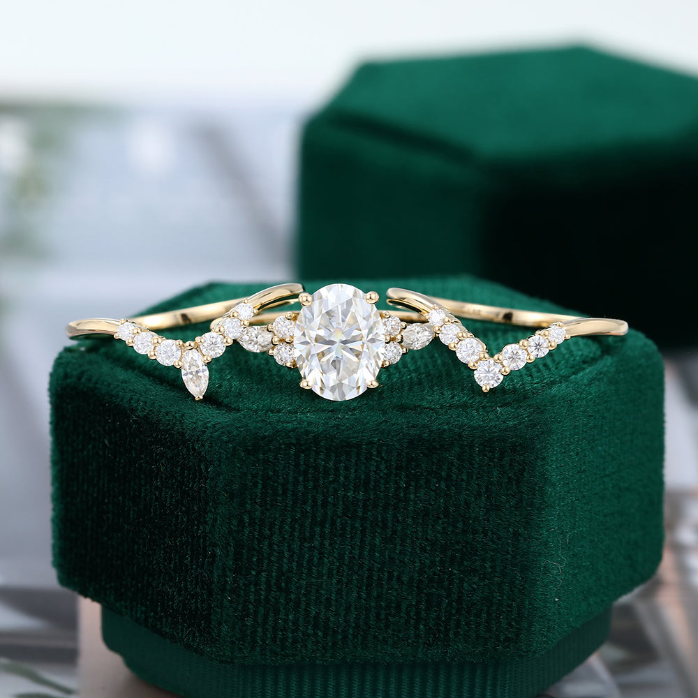 1.91 CT Oval Cluster Moissanite Bridal Set