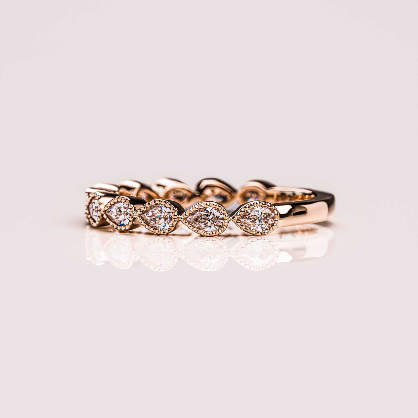 0.8 TCW Pear Milgrain Moissanite Wedding Band