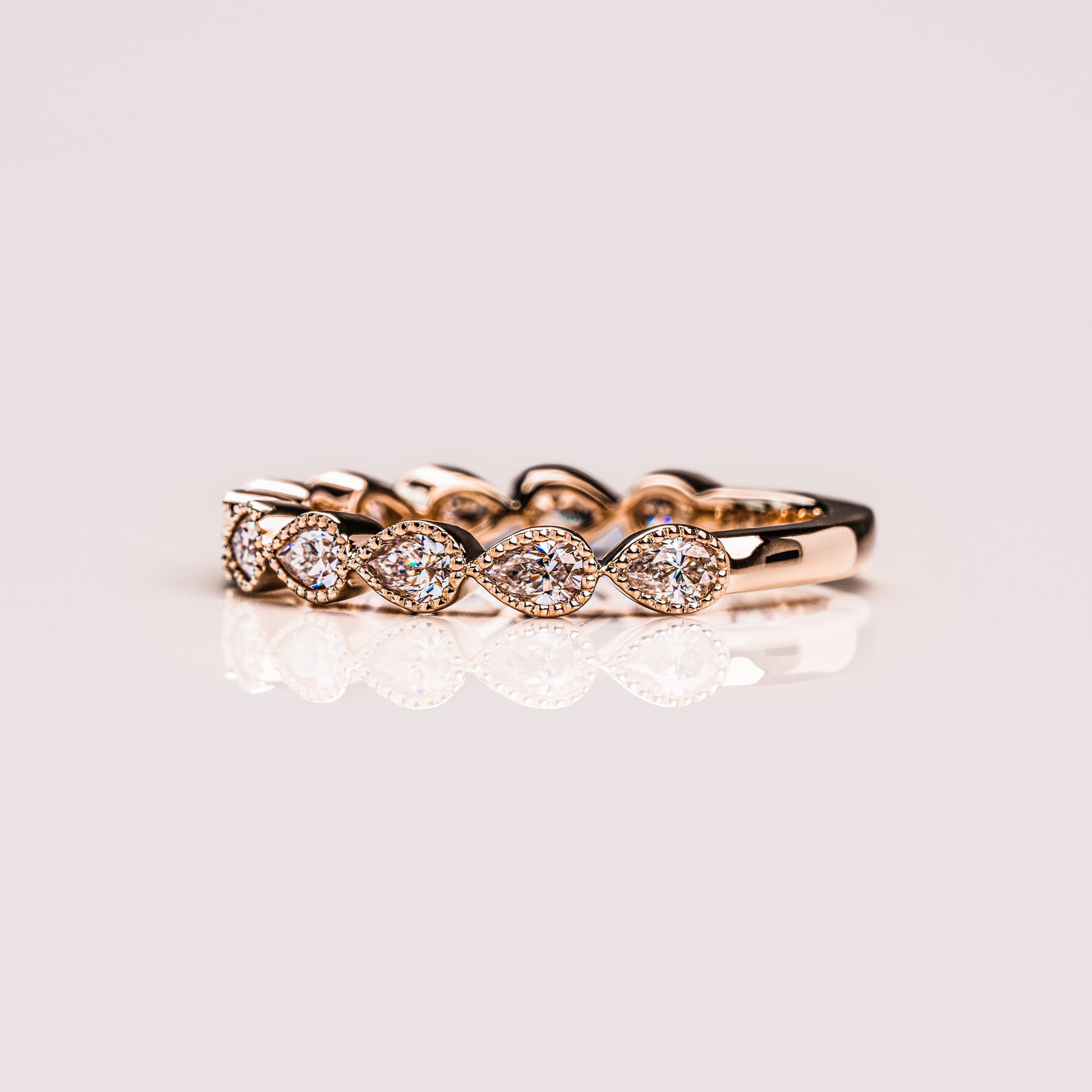 0.8 TCW Pear Milgrain Moissanite Wedding Band
