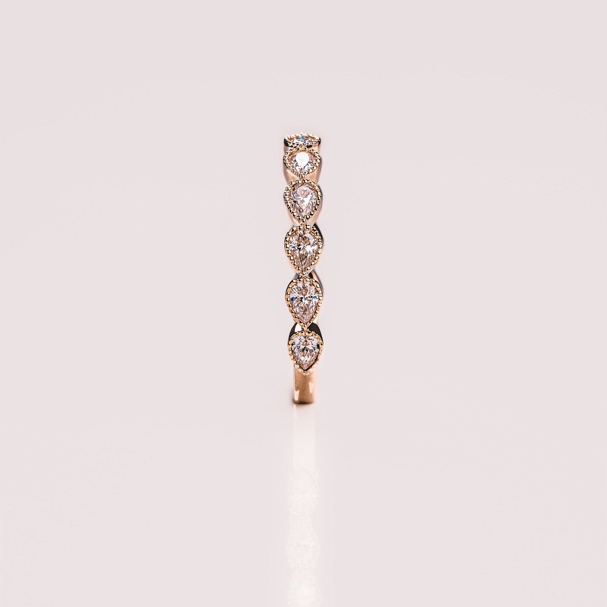 0.8 TCW Pear Milgrain Moissanite Wedding Band