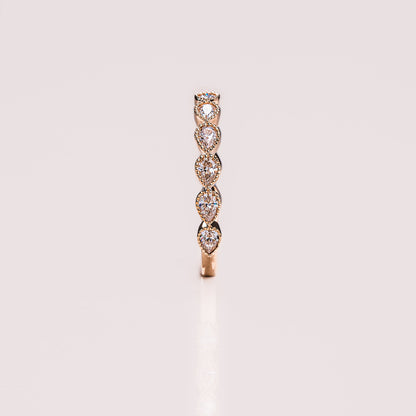 0.8 TCW Pear Milgrain Moissanite Wedding Band