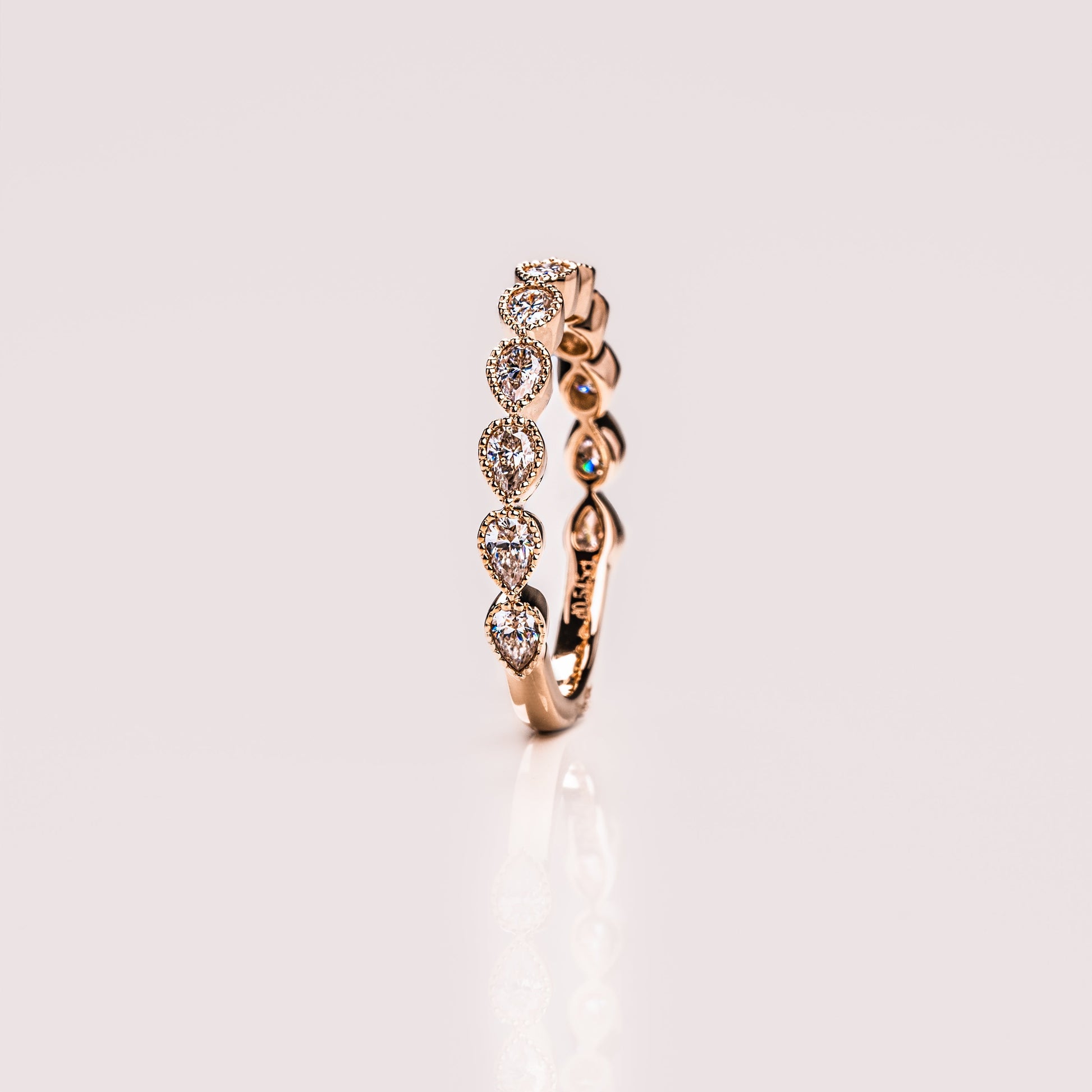 0.8 TCW Pear Milgrain Moissanite Wedding Band