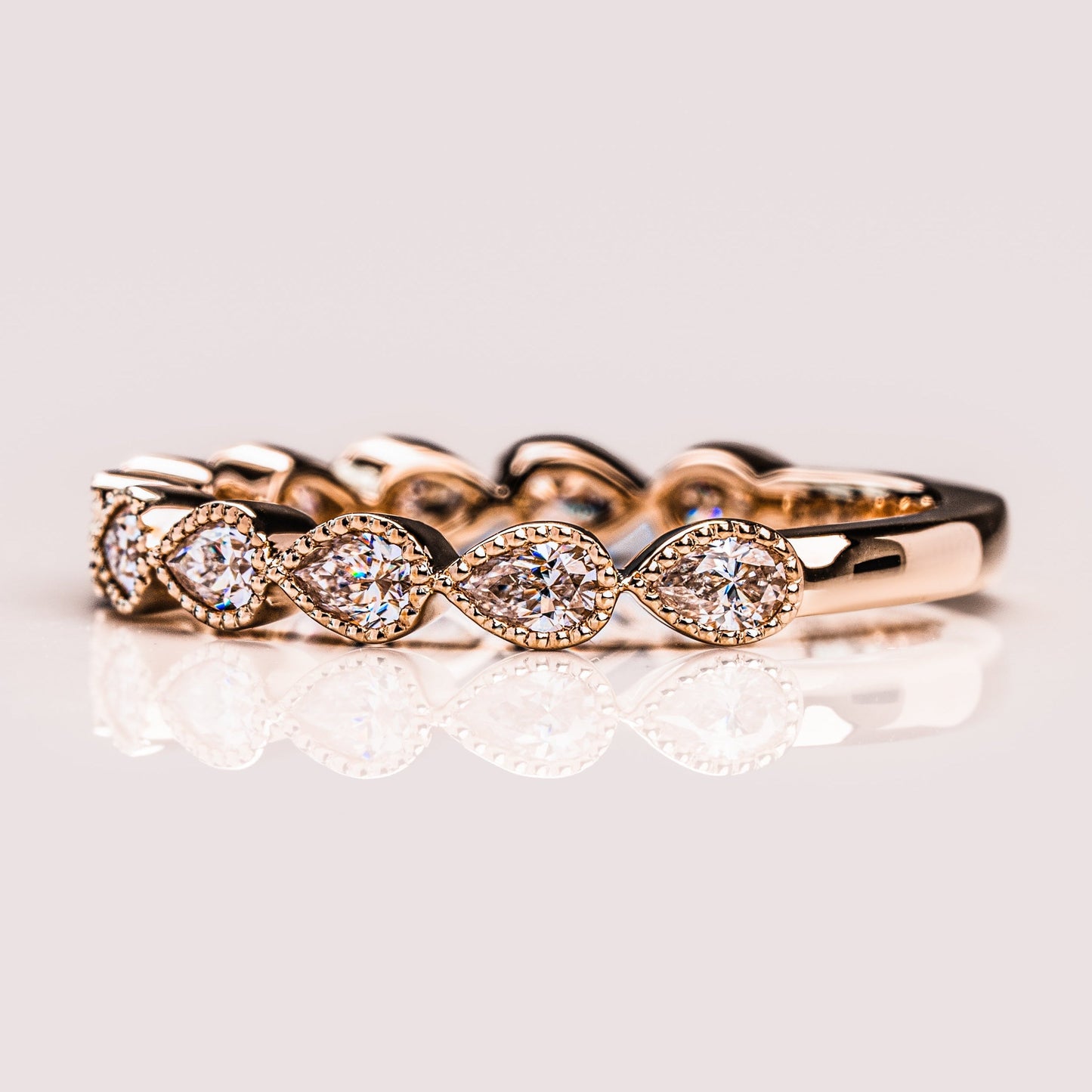 0.8 TCW Pear Milgrain Moissanite Wedding Band