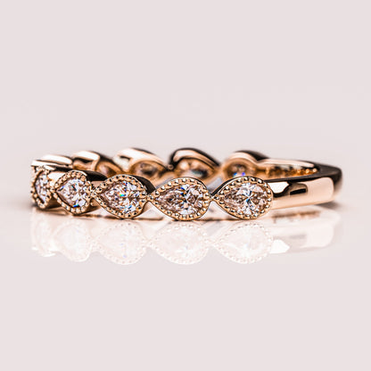 0.8 TCW Pear Milgrain Moissanite Wedding Band
