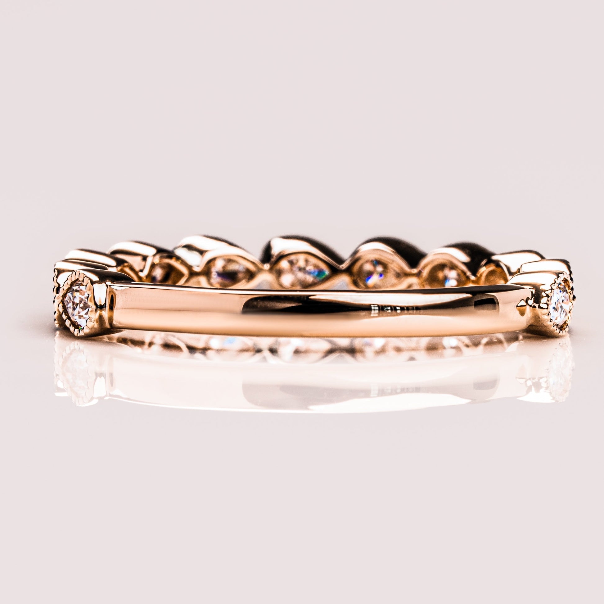 0.8 TCW Pear Milgrain Moissanite Wedding Band