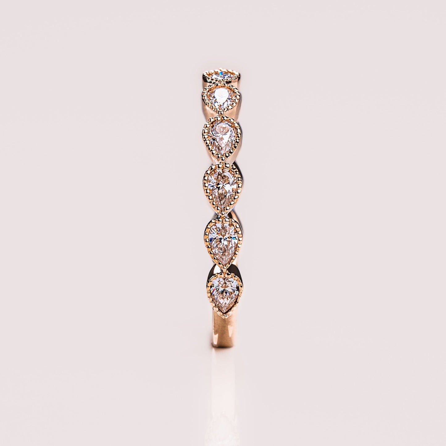 0.8 TCW Pear Milgrain Moissanite Wedding Band