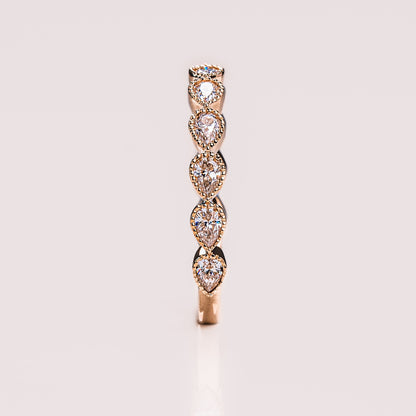 0.8 TCW Pear Milgrain Moissanite Wedding Band