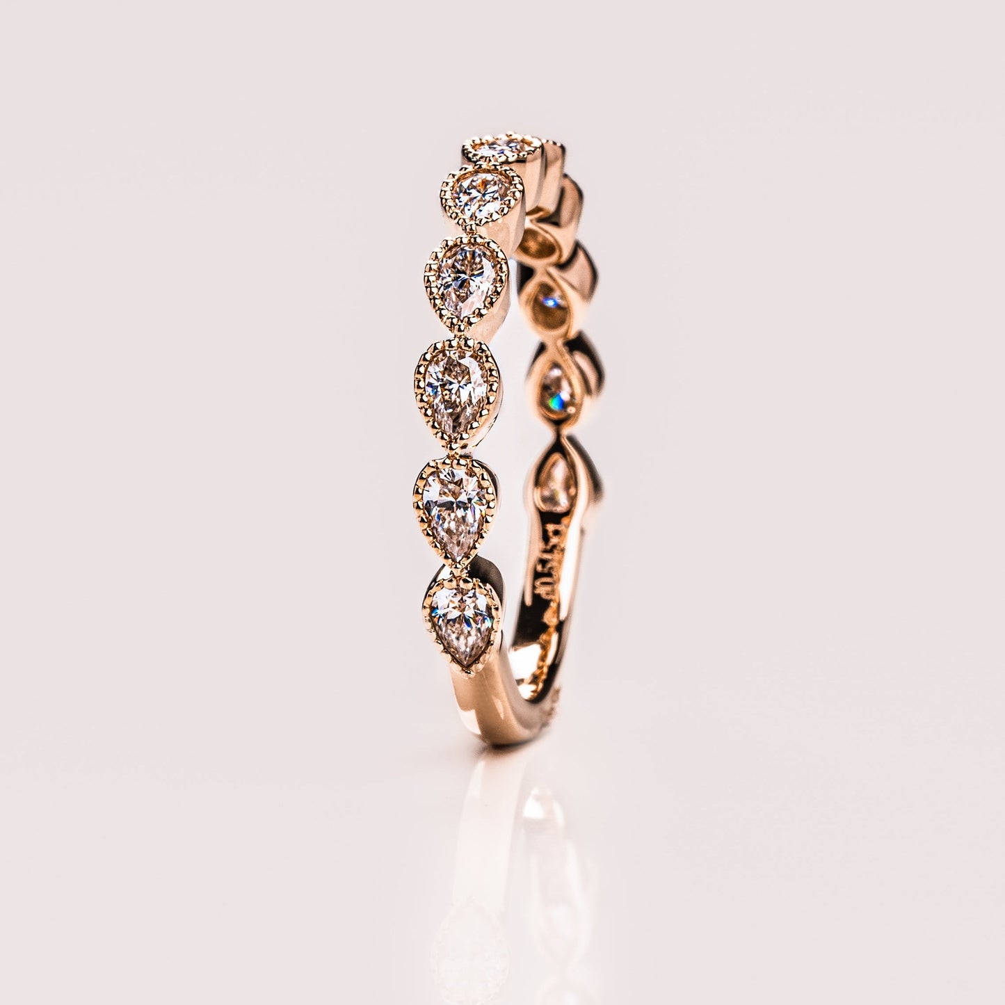 0.8 TCW Pear Milgrain Moissanite Wedding Band