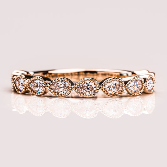 0.8 TCW Pear Milgrain Moissanite Wedding Band