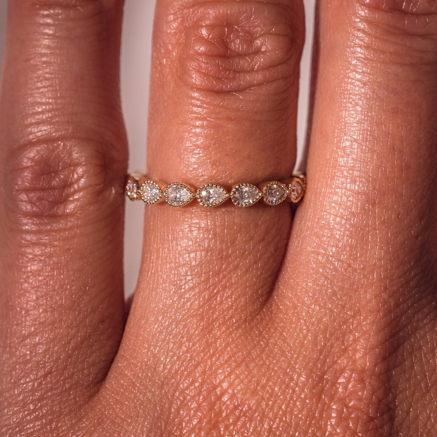 0.8 TCW Pear Milgrain Moissanite Wedding Band