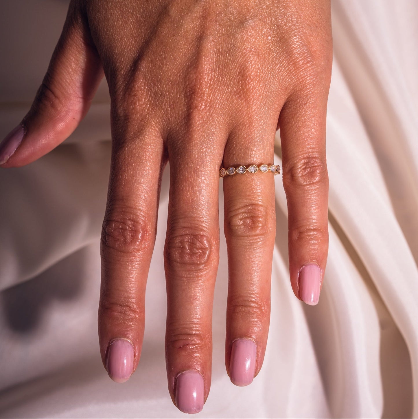 0.8 TCW Pear Milgrain Moissanite Wedding Band