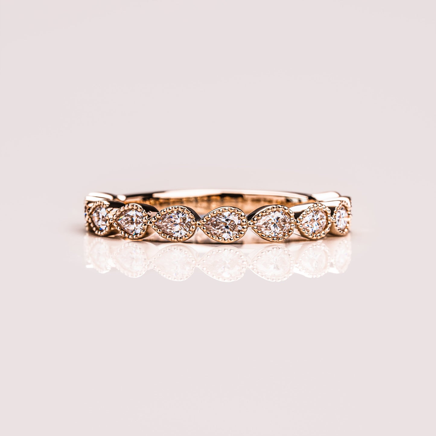 0.8 TCW Pear Milgrain Moissanite Wedding Band
